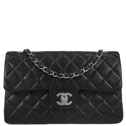 Chanel Black Lambskin Small Classic Double Flap Shoulder Bag