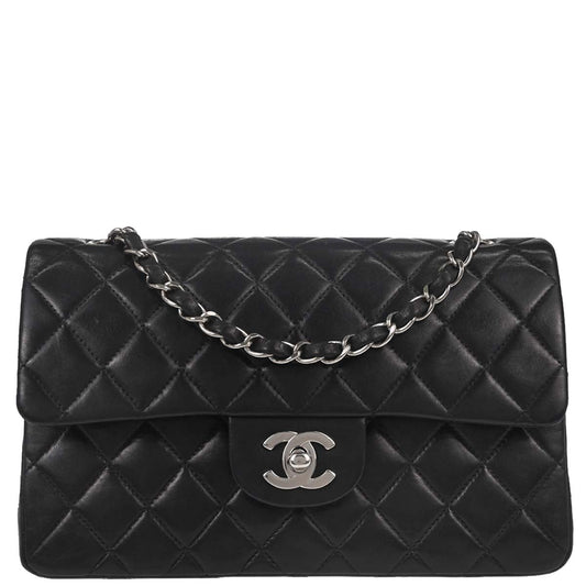Chanel Black Lambskin Small Classic Double Flap Shoulder Bag