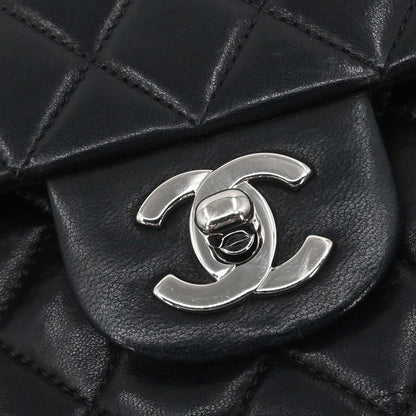 Chanel Black Lambskin Small Classic Double Flap Shoulder Bag
