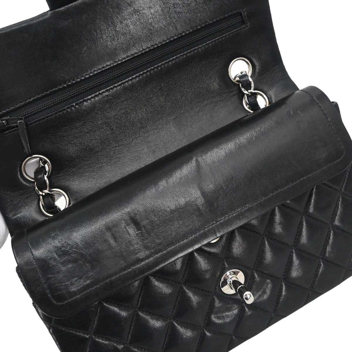 Chanel Black Lambskin Small Classic Double Flap Shoulder Bag