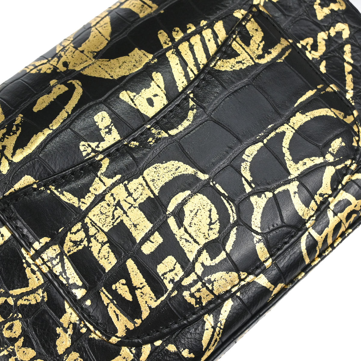 Chanel Black Embossed Calfskin Mademoiselle Lock Graffiti Shoulder Bag