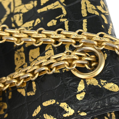 Chanel Black Embossed Calfskin Mademoiselle Lock Graffiti Shoulder Bag