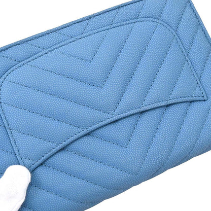Chanel Blue Caviar Skin Chevron Classic WOC Wallet on Chain Bag