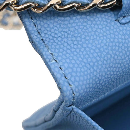 Chanel Blue Caviar Skin Chevron Classic WOC Wallet on Chain Bag