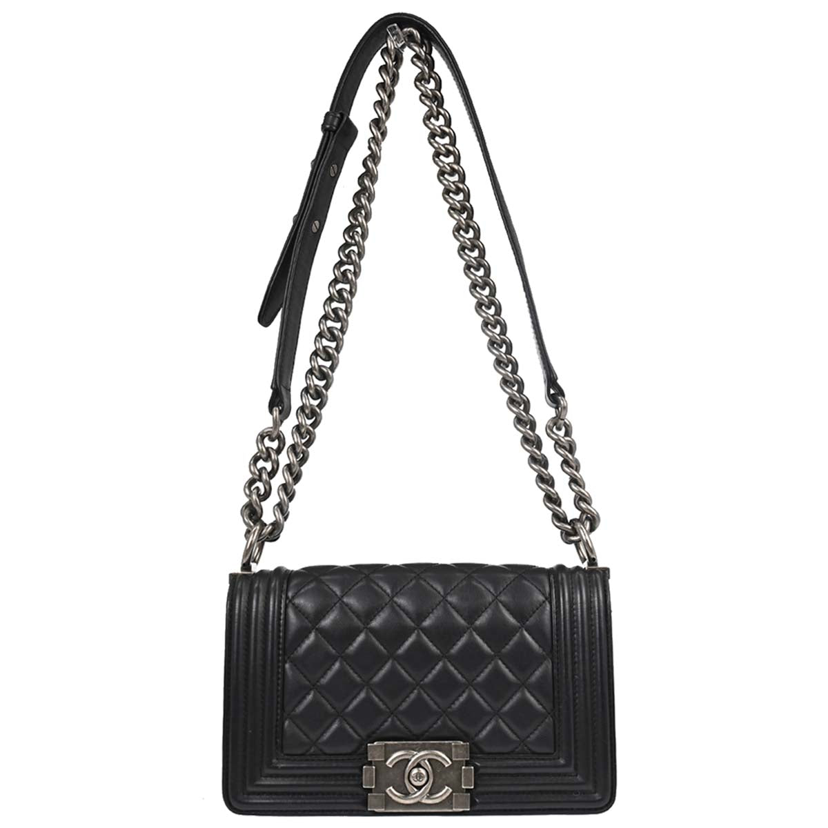Boy Chanel Black Lambskin Small Chain Shoulder Bag