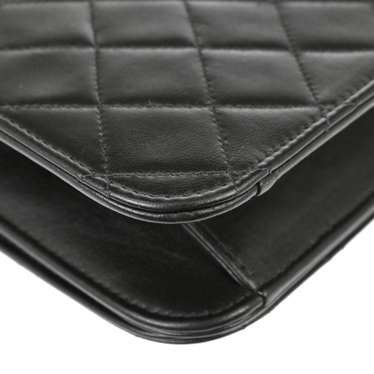 Chanel 1997-1999 Black Lambskin Pushlock Small Full Flap Shoulder Bag