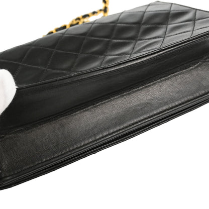 Chanel 1997-1999 Black Lambskin Pushlock Small Full Flap Shoulder Bag