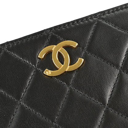 Chanel 1997-1999 Black Lambskin Pushlock Small Full Flap Shoulder Bag
