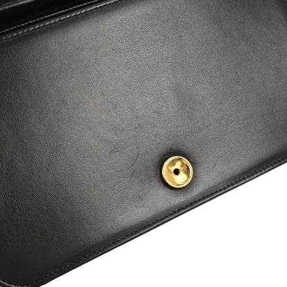 Chanel 1997-1999 Black Lambskin Pushlock Small Full Flap Shoulder Bag