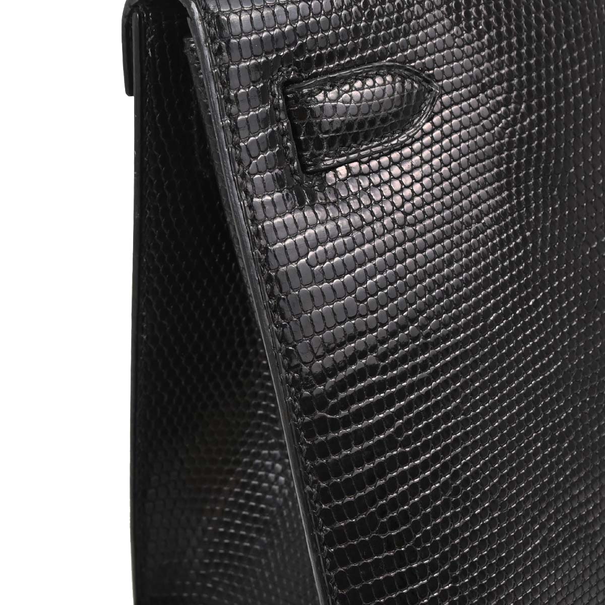 Hermes * Black Lizard Kelly 28 Sellier 2way Shoulder Handbag