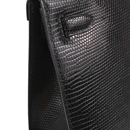 Hermes * Black Lizard Kelly 28 Sellier 2way Shoulder Handbag