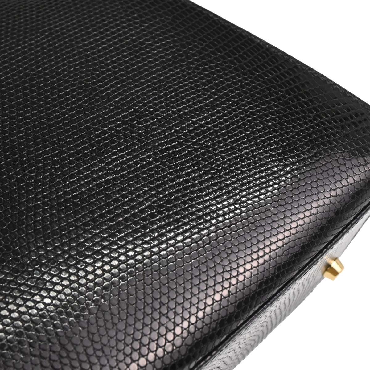 Hermes * Black Lizard Kelly 28 Sellier 2way Shoulder Handbag