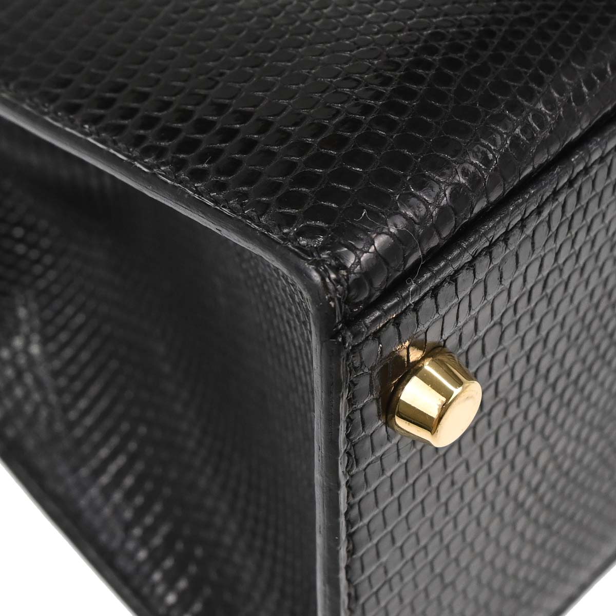 Hermes * Black Lizard Kelly 28 Sellier 2way Shoulder Handbag