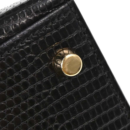 Hermes * Black Lizard Kelly 28 Sellier 2way Shoulder Handbag