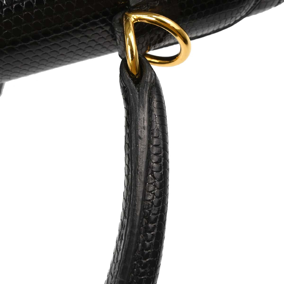Hermes * Black Lizard Kelly 28 Sellier 2way Shoulder Handbag