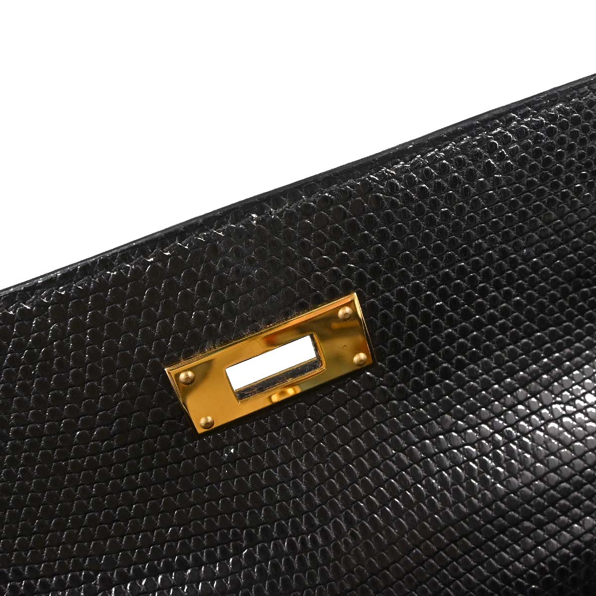 Hermes * Black Lizard Kelly 28 Sellier 2way Shoulder Handbag