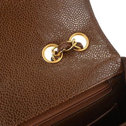 Chanel Brown Caviar Skin Chevron Mademoiselle Shoulder Bag