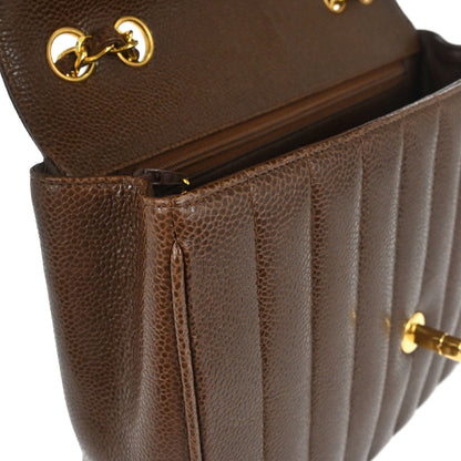 Chanel Brown Caviar Skin Chevron Mademoiselle Shoulder Bag