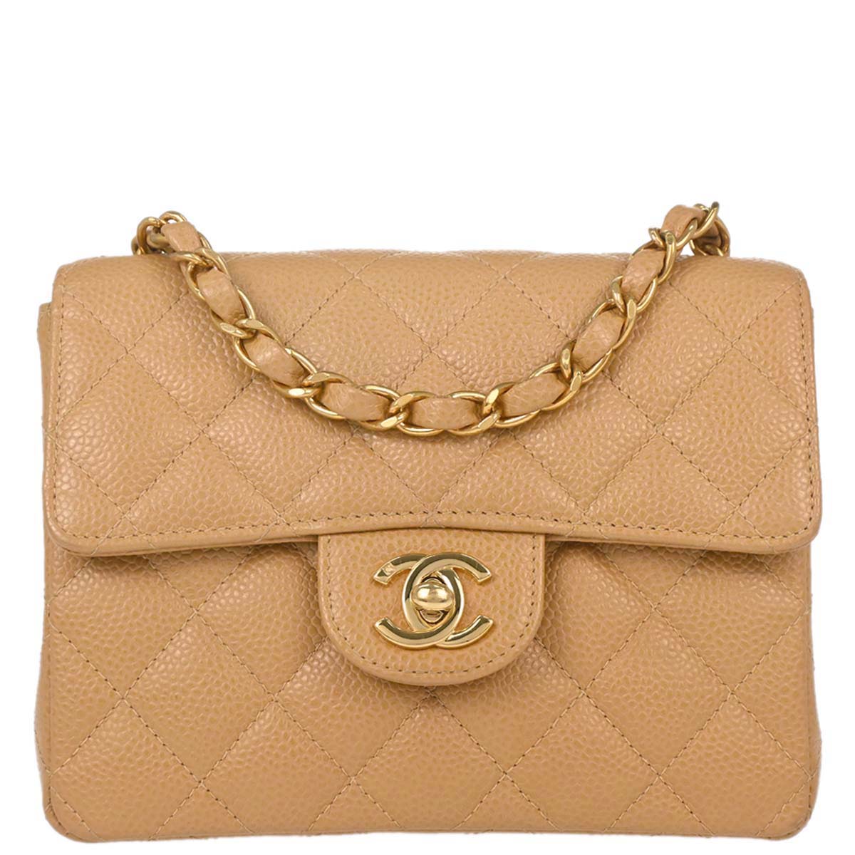Chanel 2003-2004 Beige Calfskin Mini Classic Square Flap Shoulder Bag 17