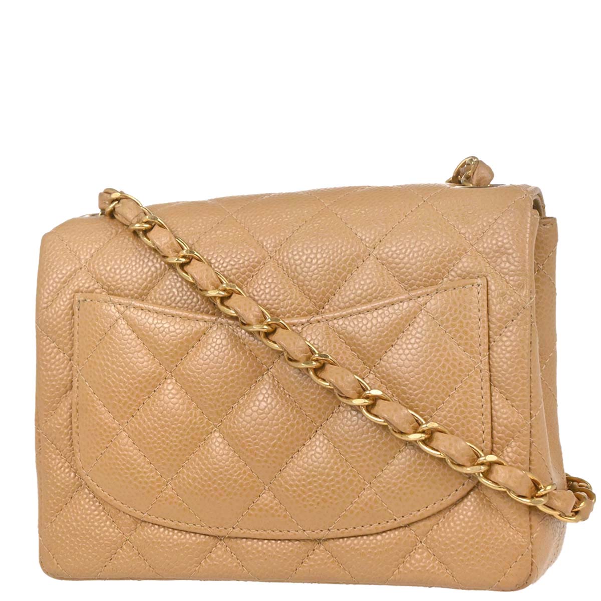 Chanel 2003-2004 Beige Calfskin Mini Classic Square Flap Shoulder Bag 17