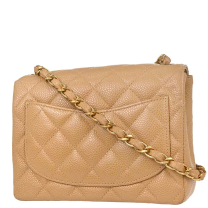 Chanel 2003-2004 Beige Calfskin Mini Classic Square Flap Shoulder Bag 17