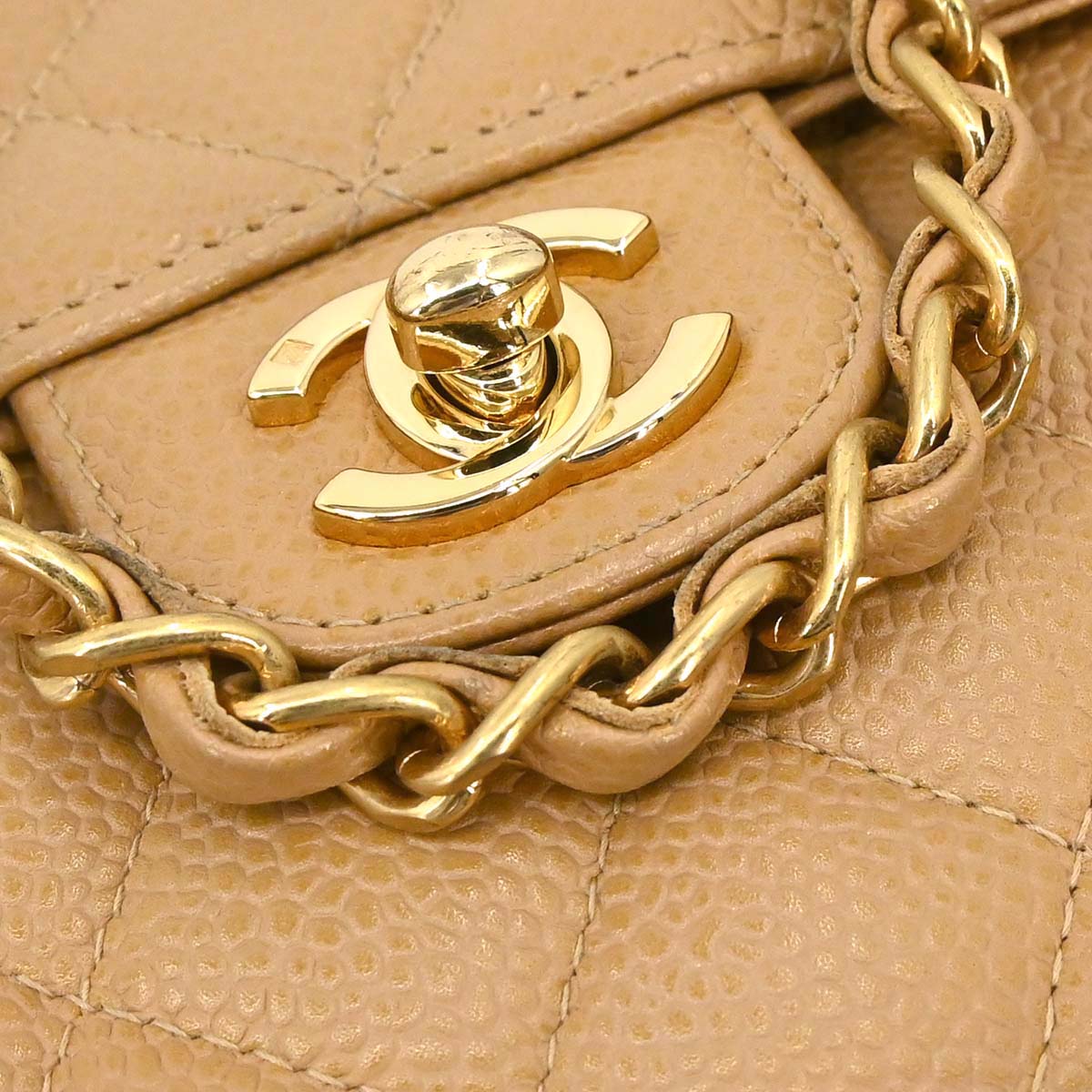 Chanel 2003-2004 Beige Calfskin Mini Classic Square Flap Shoulder Bag 17
