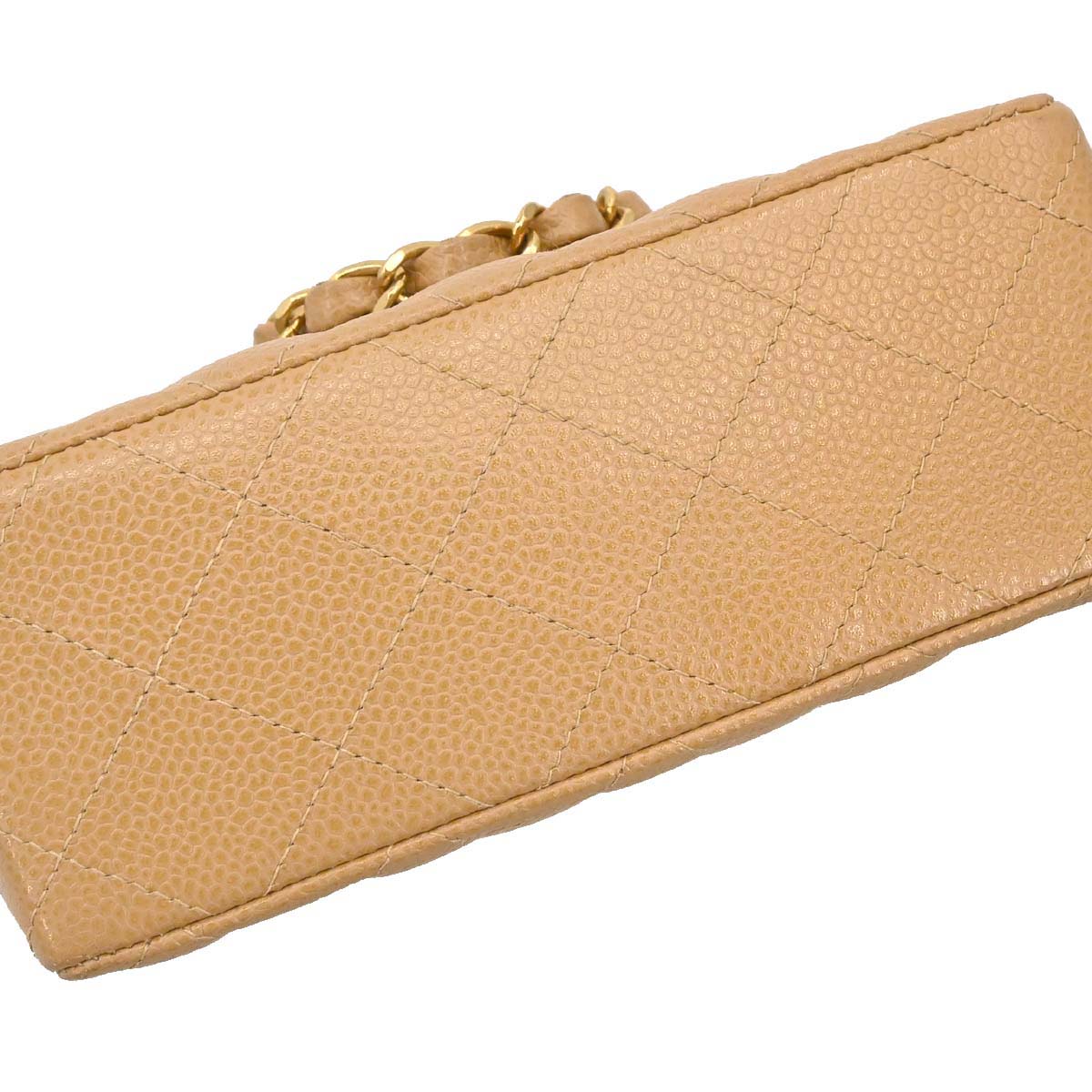 Chanel 2003-2004 Beige Calfskin Mini Classic Square Flap Shoulder Bag 17