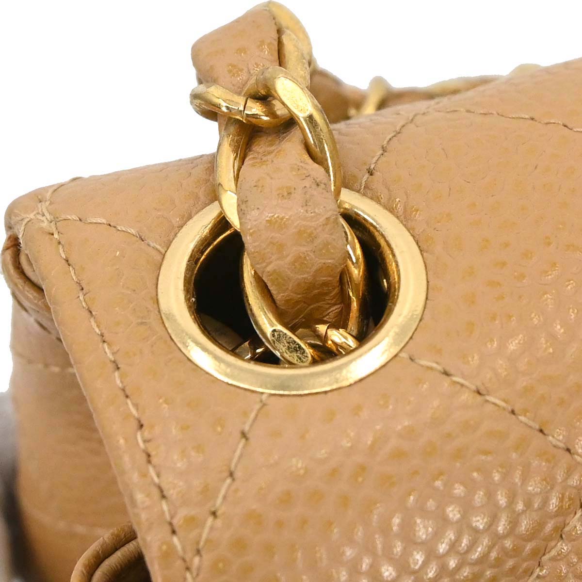 Chanel 2003-2004 Beige Calfskin Mini Classic Square Flap Shoulder Bag 17