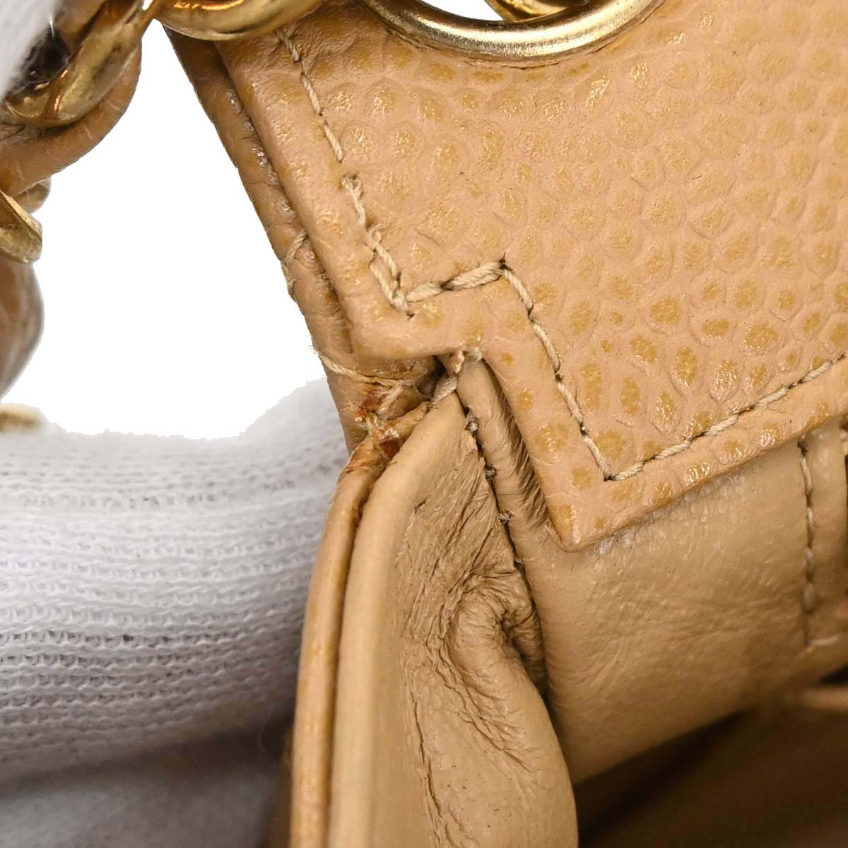 Chanel 2003-2004 Beige Calfskin Mini Classic Square Flap Shoulder Bag 17
