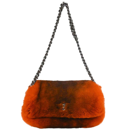 Chanel 2005-2006 Orange Lapin Fur Handbag