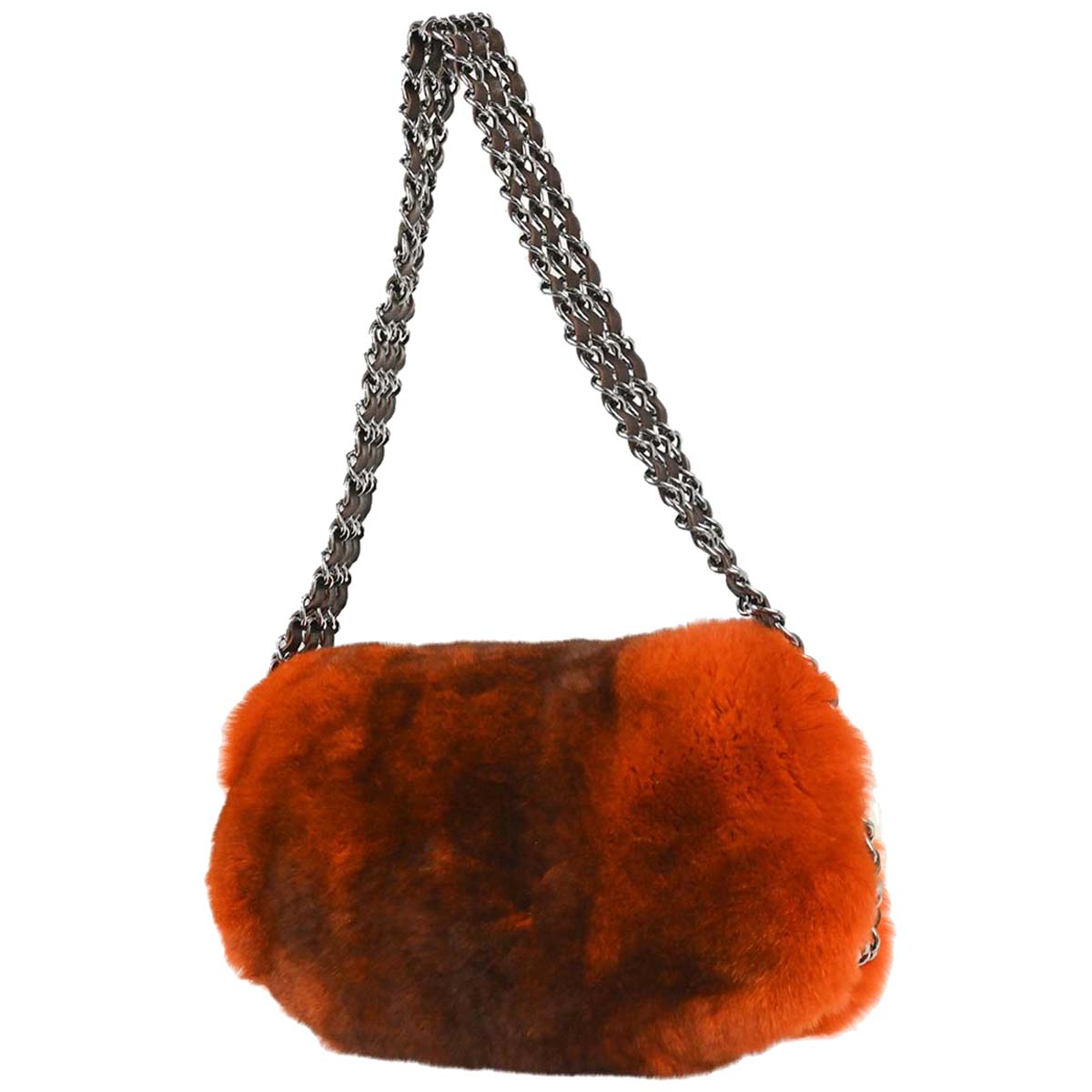 Chanel 2005-2006 Orange Lapin Fur Handbag