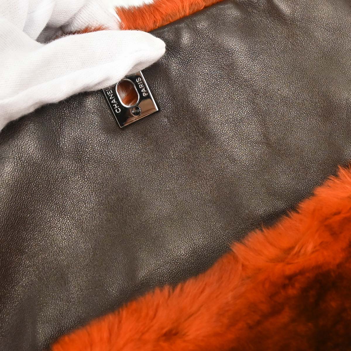 Chanel 2005-2006 Orange Lapin Fur Handbag