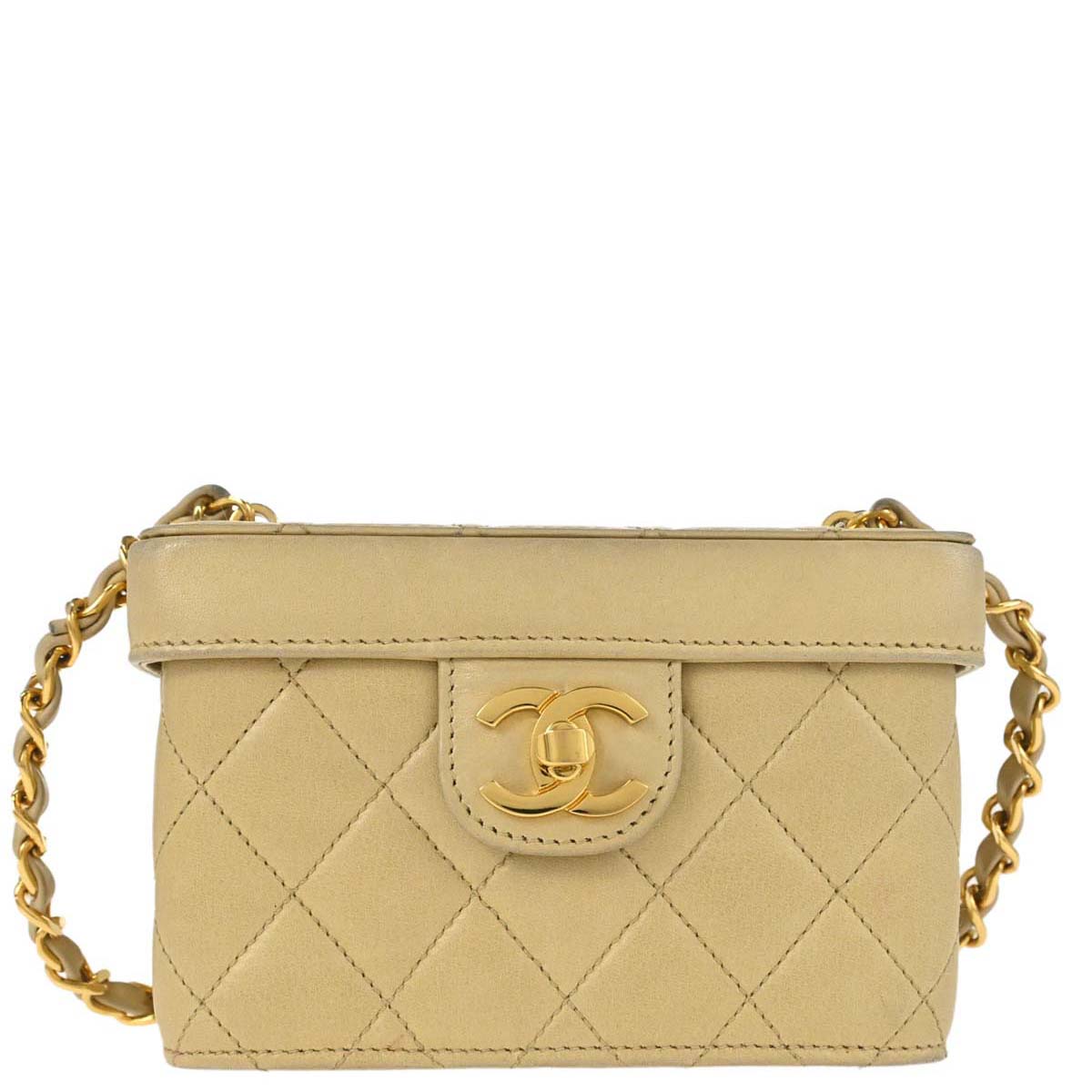 Chanel Beige Lambskin Vanity Shoulder Bag