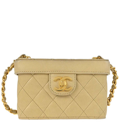 Chanel Beige Lambskin Vanity Shoulder Bag