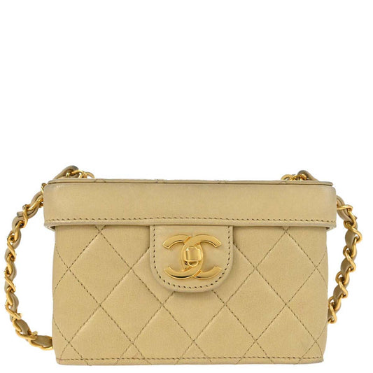 Chanel Beige Lambskin Vanity Shoulder Bag