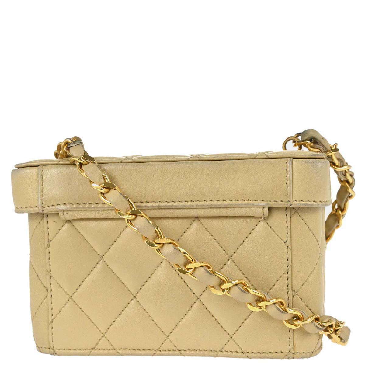 Chanel Beige Lambskin Vanity Shoulder Bag