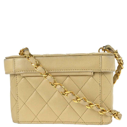 Chanel Beige Lambskin Vanity Shoulder Bag
