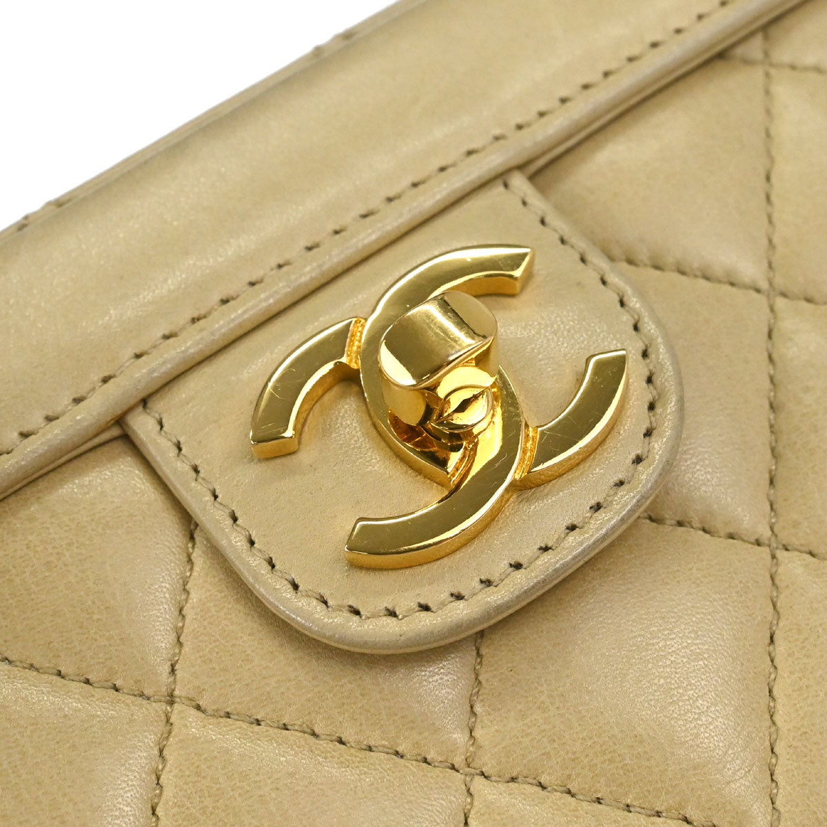 Chanel Beige Lambskin Vanity Shoulder Bag