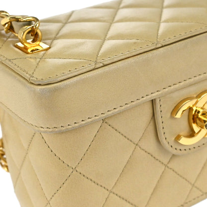 Chanel Beige Lambskin Vanity Shoulder Bag