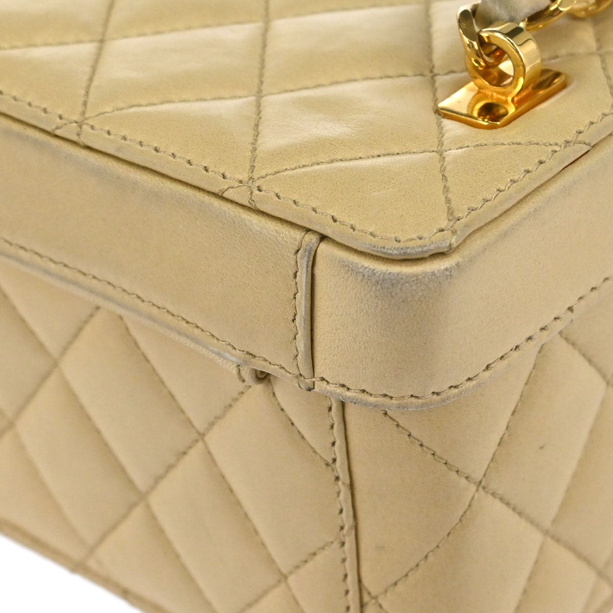 Chanel Beige Lambskin Vanity Shoulder Bag