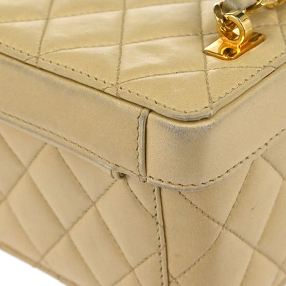 Chanel Beige Lambskin Vanity Shoulder Bag