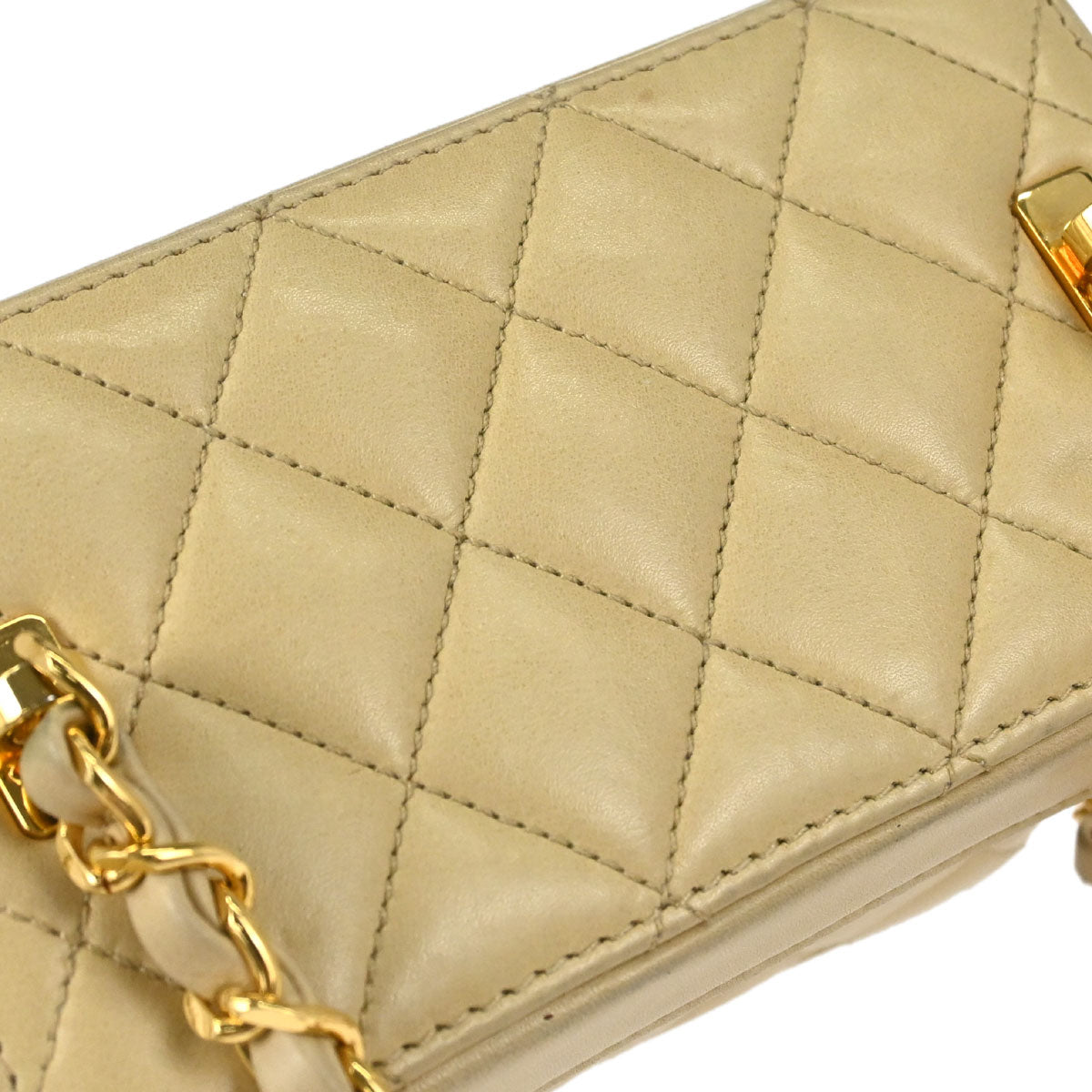 Chanel Beige Lambskin Vanity Shoulder Bag