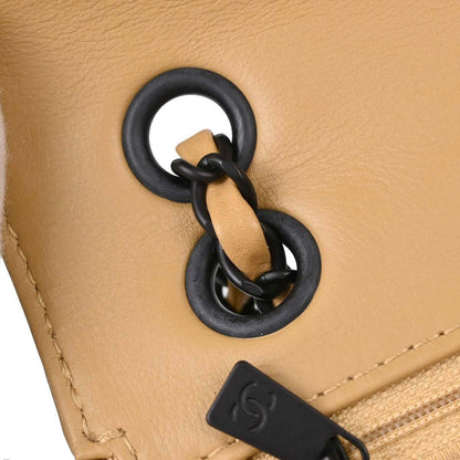 Chanel 2000-2002 Beige Calfskin Wild Stitch Straight Flap Shoulder Bag