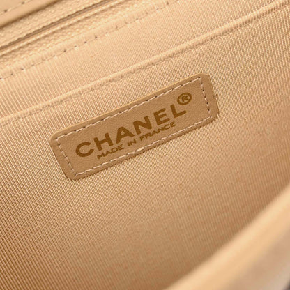 Chanel 2000-2002 Beige Calfskin Wild Stitch Straight Flap Shoulder Bag