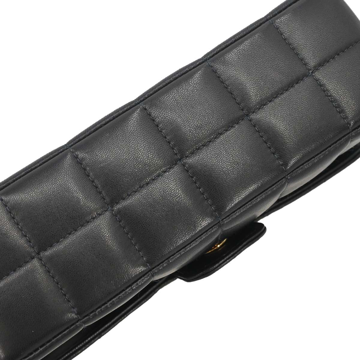 Chanel Black Lambskin Choco Bar Camellia Shoulder Bag