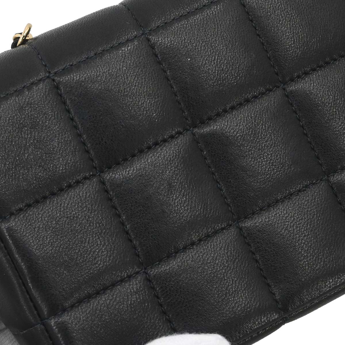 Chanel Black Lambskin Choco Bar Camellia Shoulder Bag