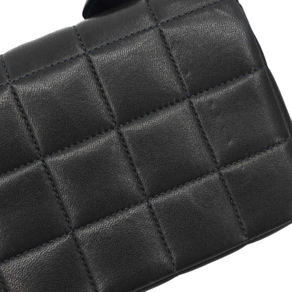 Chanel Black Lambskin Choco Bar Camellia Shoulder Bag