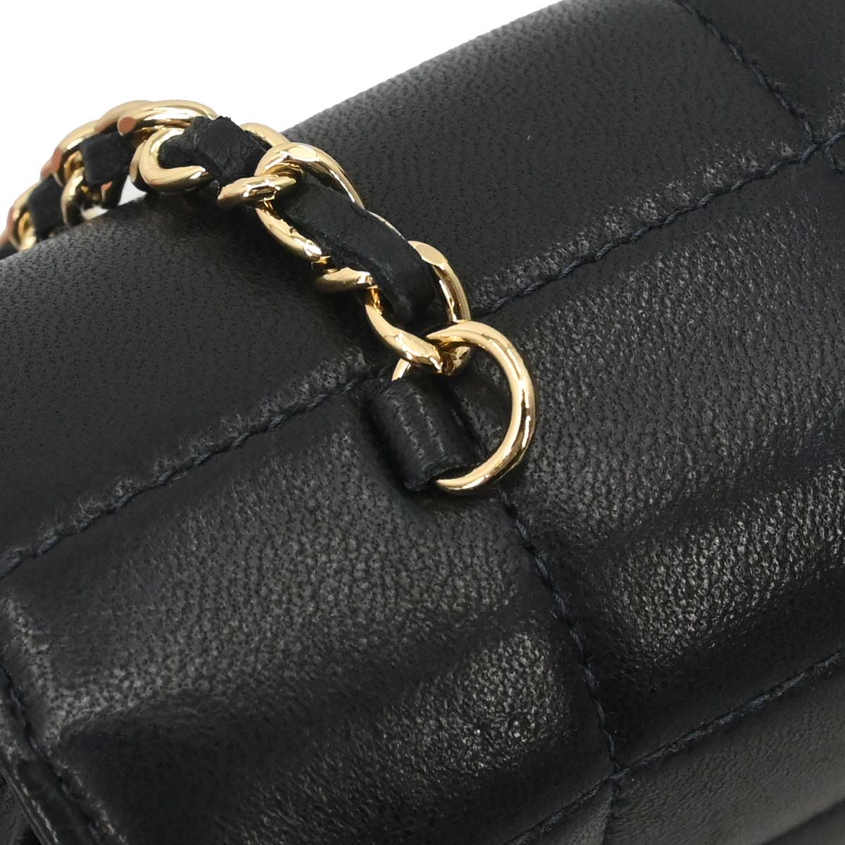 Chanel Black Lambskin Choco Bar Camellia Shoulder Bag