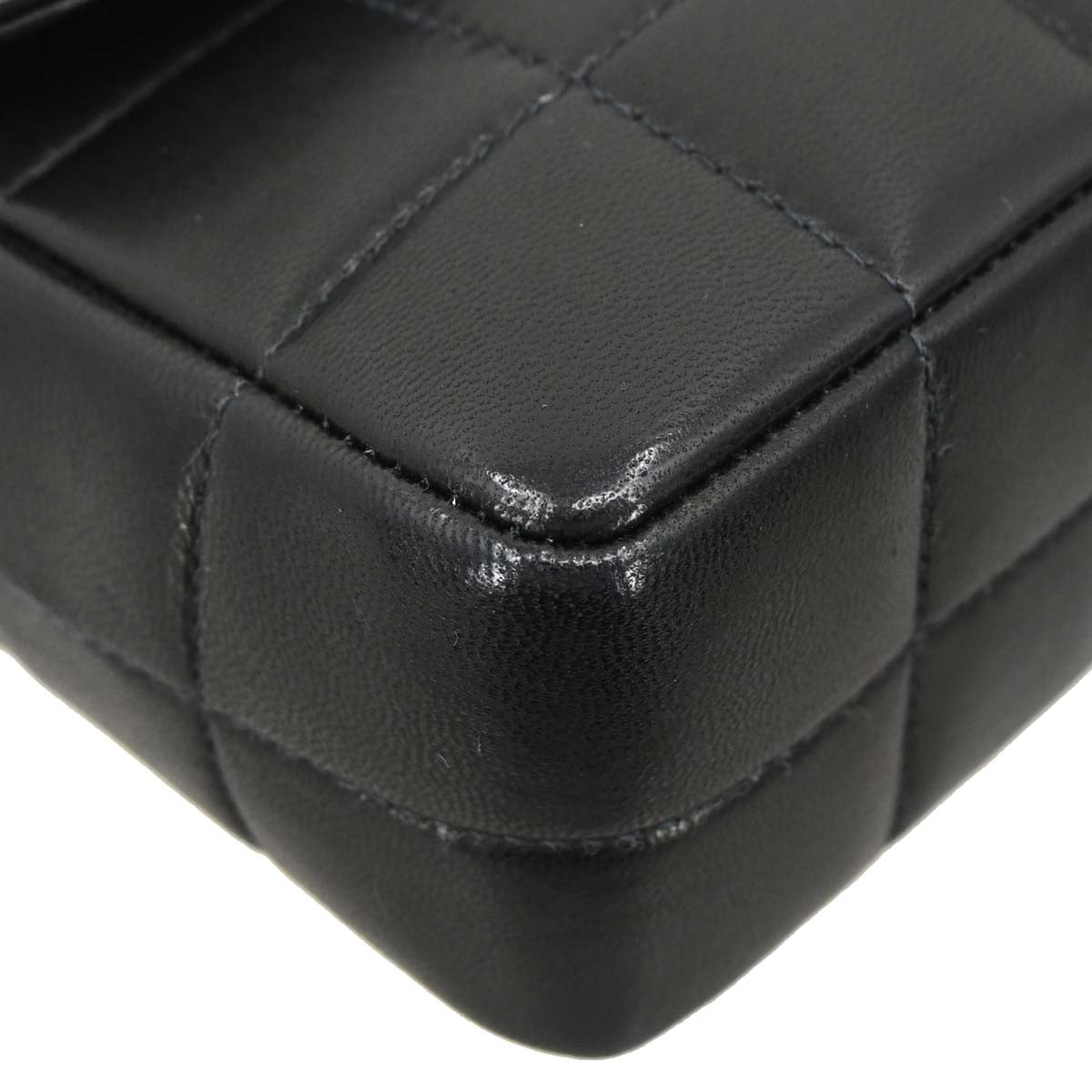 Chanel Black Lambskin Choco Bar Camellia Shoulder Bag