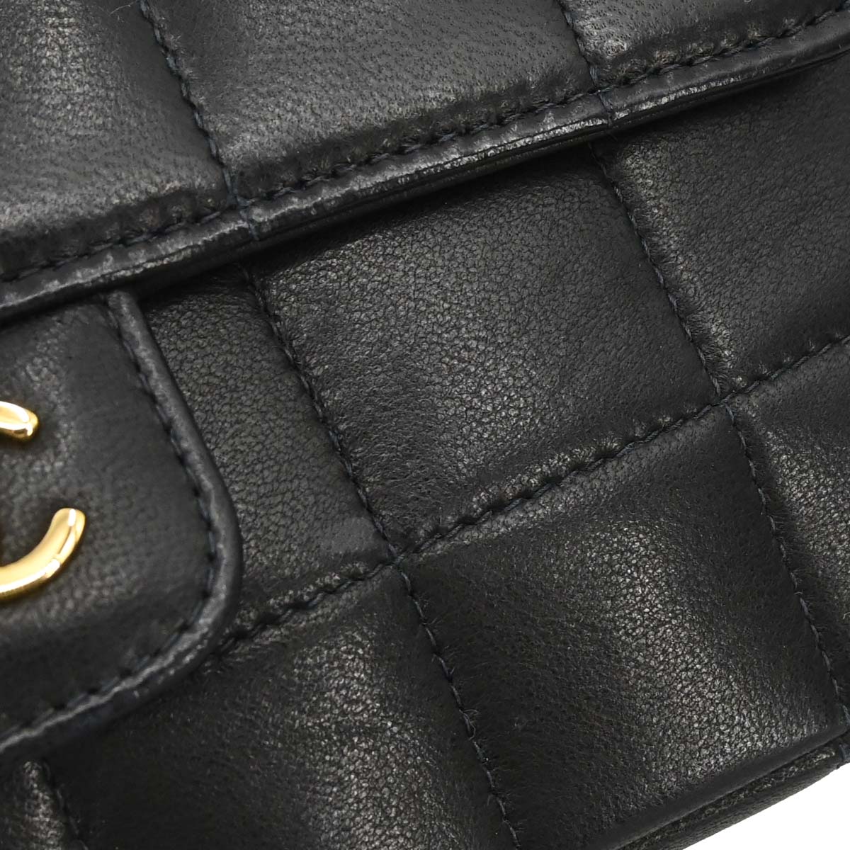 Chanel Black Lambskin Choco Bar Camellia Shoulder Bag